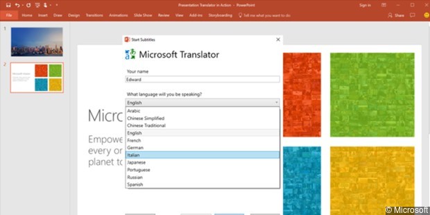 translate a powerpoint for mac presentation from english to french